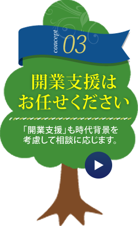 開業支援はお任せください「開業支援」も時代背景を考慮して相談に応じます。